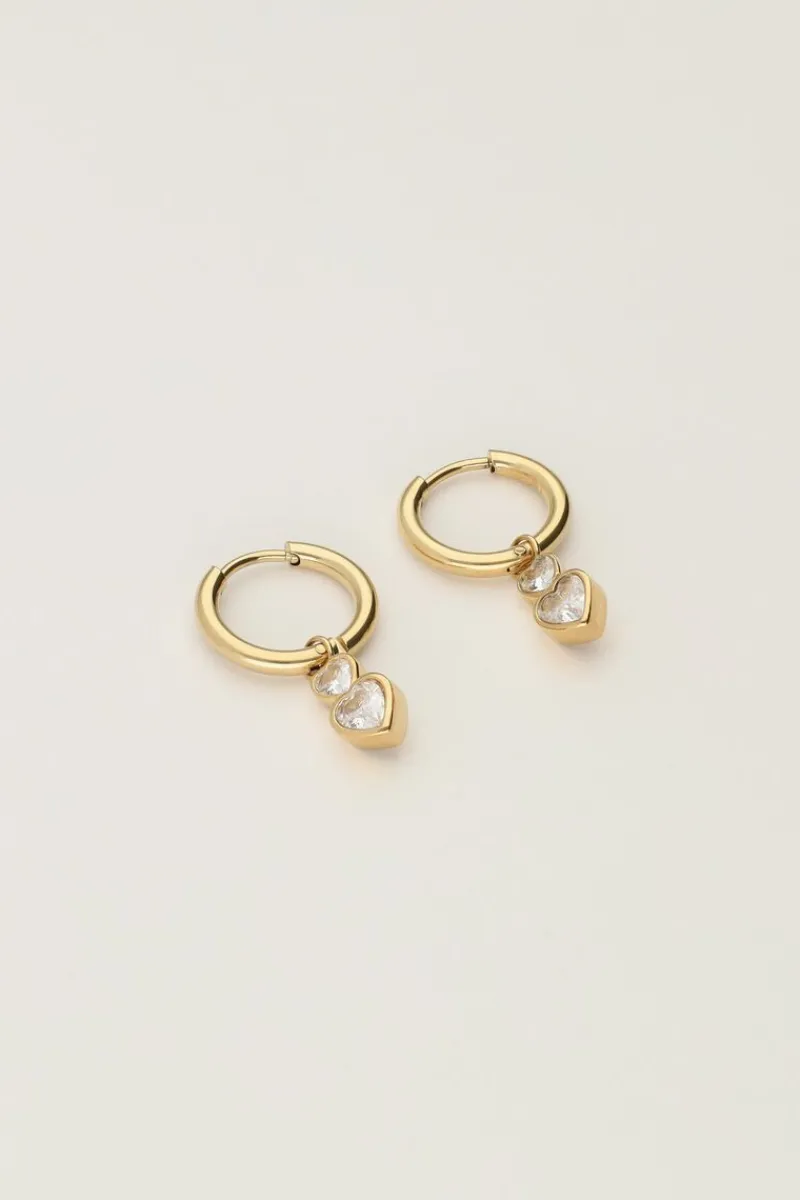 My Jewellery Créoles Avec Double Cœur En Strass Hot