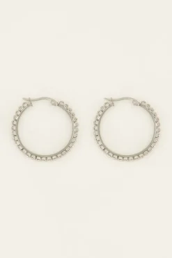 My Jewellery Créoles Moyennes Avec Pierres Transparentes Discount