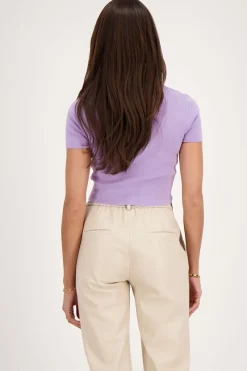 My Jewellery Crop Top Basique Lilas à Manches Courtes Violet New