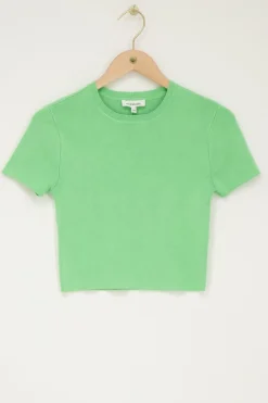 My Jewellery Crop Top Basique à Manches Courtes Vert Sale