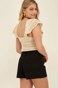 My Jewellery Crop Top Beige Ajouré Clearance