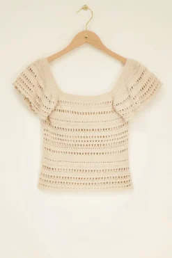 My Jewellery Crop Top Beige Ajouré Clearance
