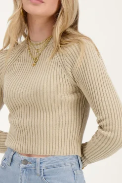 My Jewellery Crop Top Beige En Maille Fashion