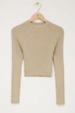 My Jewellery Crop Top Beige En Maille Fashion