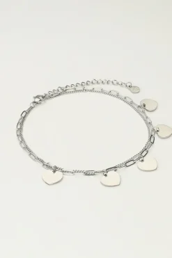 My Jewellery Double Bracelet De Cheville Avec Charms Cœur Best