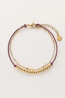 My Jewellery Double Bracelet Minimaliste Avec Cordon Et Perles Violettes Sale