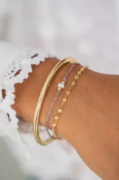 My Jewellery Double Bracelet Minimaliste Avec Cordon Et Perle Clearance