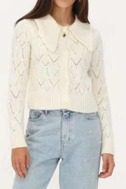 My Jewellery Gilet Ajouré Blanc Avec Col De Luxe Outlet
