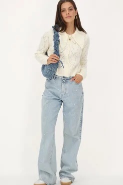 My Jewellery Gilet Ajouré Blanc Avec Col De Luxe Outlet