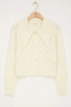My Jewellery Gilet Ajouré Blanc Avec Col De Luxe Outlet