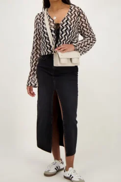 My Jewellery Gilet En Crochet Noir Et Beige Discount