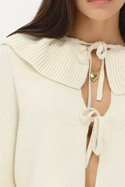 My Jewellery Gilet En Maille Crème Avec Nœuds Best