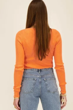 My Jewellery Gilet En Maille Côtelée Orange Sale