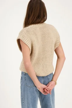 My Jewellery Gilet Sans Manches Beige En Maille Sale