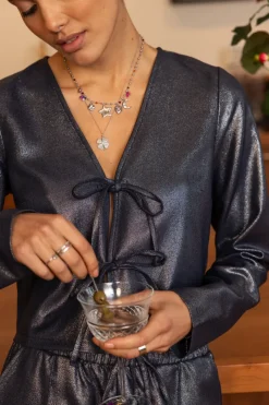 My Jewellery Gris Foncé Foncé Avec Lurex Et Nœuds Outlet