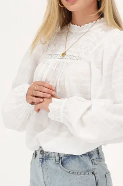 My Jewellery Haut Avec Rubans Et Broderies Blanc Sale