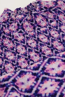 My Jewellery Haut Bleu Avec Imprimé Rose Et Blouse Violet/Rose/Violet clair/Bleu Fashion