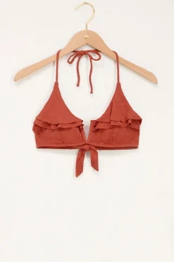 My Jewellery Haut De Bikini à Volants Rouille Discount