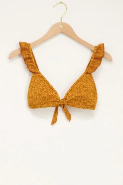 My Jewellery Haut De Bikini Triangle Jaune Ocre Avec Imprimé Floral Et Volants Online