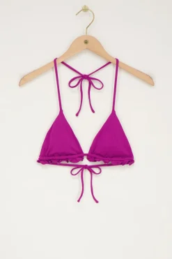 My Jewellery Haut De Bikini Triangle Violet Côtelé Avec Volants Sale