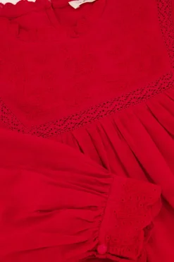 My Jewellery Haut Avec Rubans Et Broderies Rouge Hot