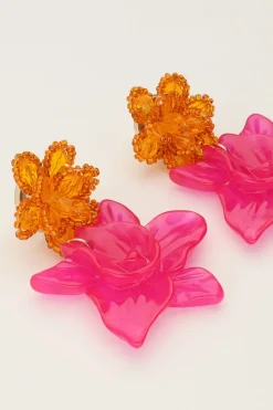 My Jewellery Island Boucle D'oreille Avec Deux Fleurs Roses Outlet