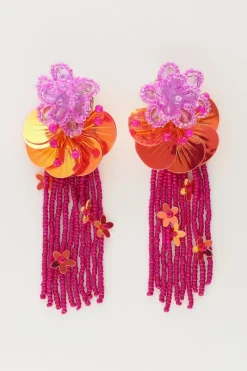 My Jewellery Island Boucles D'oreilles Avec Fleurs Et Brins Roses Clearance