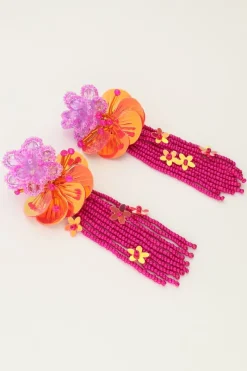 My Jewellery Island Boucles D'oreilles Avec Fleurs Et Brins Roses Clearance