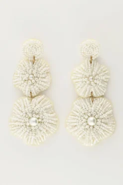 My Jewellery Island Boucles D'oreilles Avec Fleurs Blanches Et Perles Clearance