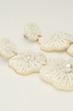 My Jewellery Island Boucles D'oreilles Avec Fleurs Blanches Et Perles Clearance