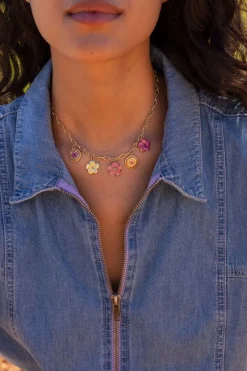 My Jewellery Island Collier Avec 5 Charms Fleurs Discount