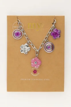 My Jewellery Island Collier Avec 5 Charms Fleurs Discount