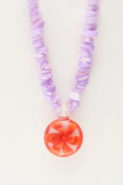 My Jewellery Island Collier De Perles Lilas Avec Fleur Online