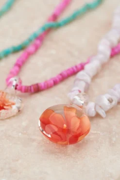 My Jewellery Island Collier De Perles Lilas Avec Fleur Online