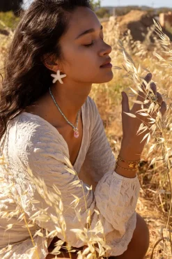 My Jewellery Island Collier De Perles Aqua Avec Fleur Rose Discount