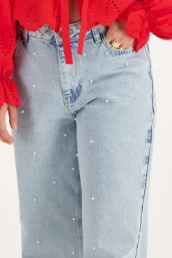 My Jewellery Jean En Denim Avec Perles Outlet