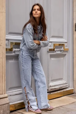 My Jewellery Jean Large Avec Nœuds Bleu clair Fashion