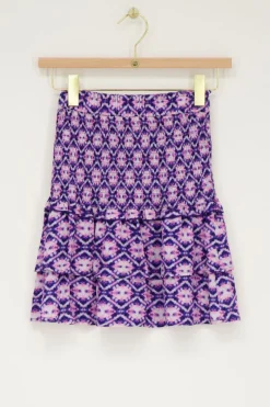 My Jewellery Jupe Bleue à Imprimé Rose Et Blouse Violet/Rose/Violet clair/Bleu Fashion