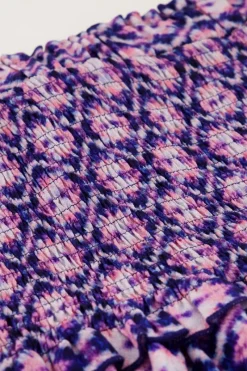 My Jewellery Jupe Bleue à Imprimé Rose Et Blouse Violet/Rose/Violet clair/Bleu Fashion