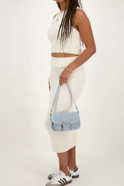 My Jewellery Jupe Midi Structurée Avec Fente Beige Discount