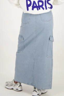 My Jewellery Jupe Midi Denim Bleu Cargo Fashion