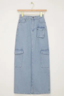 My Jewellery Jupe Midi Denim Bleu Cargo Fashion