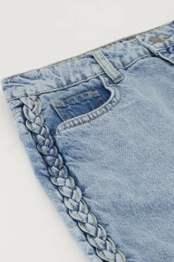 My Jewellery Jupe Midi En Denim Bleu Avec Détails Tressés Outlet