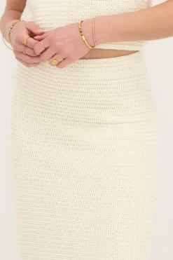 My Jewellery Jupe Midi En Maille Beige Avec Fente Outlet