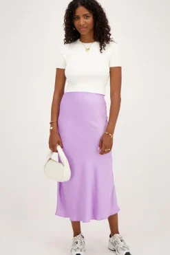 My Jewellery Jupe Midi En Satin Lilas Violet/Violet clair Online
