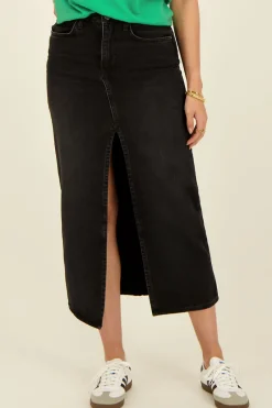 My Jewellery Jupe Midi Noire En Denim Discount