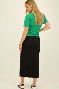 My Jewellery Jupe Midi Noire En Denim Discount