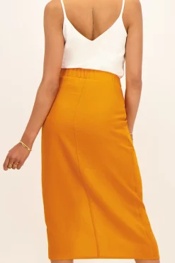 My Jewellery Jupe Midi Orange Avec Détail Nœud Ouvert Discount