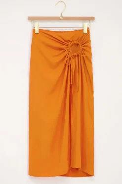 My Jewellery Jupe Midi Orange Avec Détail Nœud Ouvert Discount