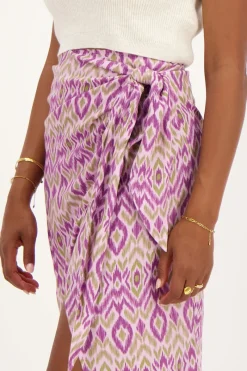 My Jewellery Jupe Midi Violette Avec Imprimé Aztèque Violet/Vert New